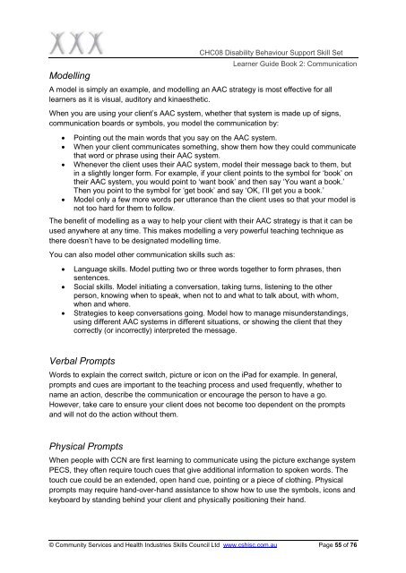 CHC08 Disability Behaviour Support Skill Set Learner Resource ...