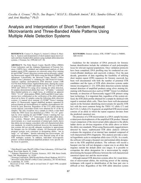 Analysis and interpretation of short tandem repeat microvariants and ...