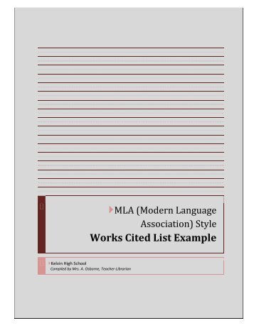 MLA Citation Guidelines - Winnipeg School Division