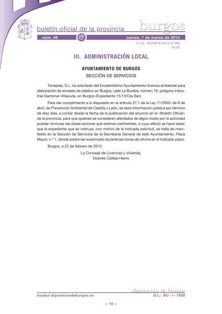 iii. administraciÃ³n local - BoletÃ­n Oficial de la Provincia de Burgos
