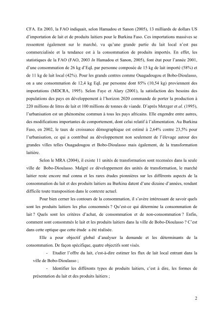 Analyse de la consommation du lait et des produits laitiers : - REPOL