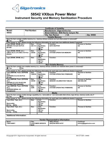 58542 VXI Volatility Certificate - Giga-tronics