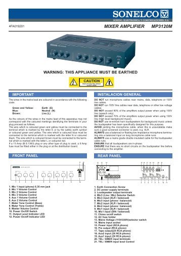 MIXER AMPLIFIER MP3120M - Sonelco