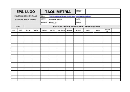 Libretas de campo - Páxinas persoais - USC