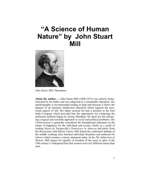 A Science of Human Nature” by John Stuart Mill - Philosophy ...