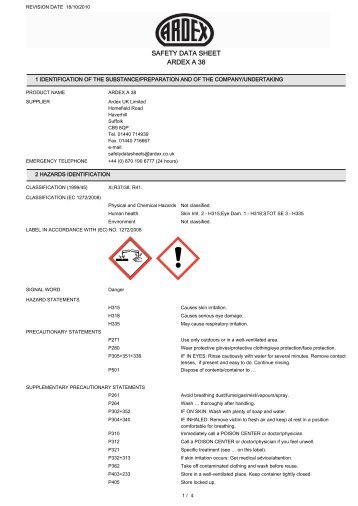 Health & Safety Datasheet - ARDEX UK Ltd.