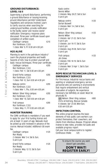 January – July 2012 - Selkirk College