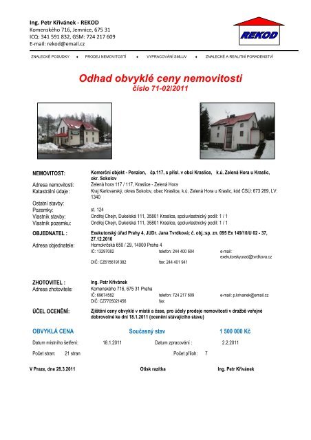Odhad obvyklÃ© ceny nemovitosti - ExekutorskÃ½ ÃºÅad Praha 4 JUDr ...