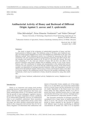 Antibacterial Activity of Honey and Beebread of Different Origin ...