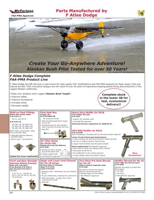 F Atlee Dodge Catalog Information - McFarlane Aviation Products