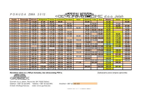 PONUDA ZIMA 2 0 12 doo Jelah - GUMEX doo