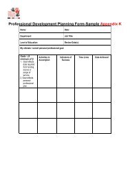 Professional Development Planning Form-Sample Appendix K