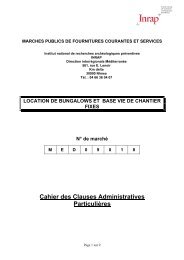 Cahier des Clauses Administratives Particulières - Inrap