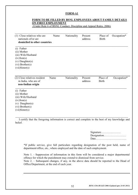 CONDUCT, DISCIPLINE AND APPEAL RULES 2006 - BSNL ...