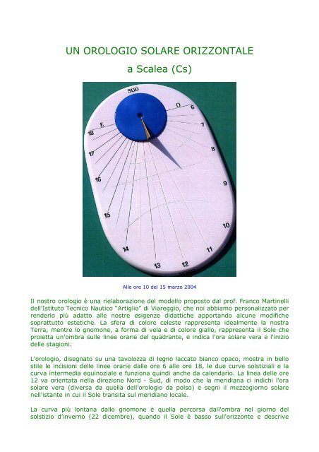 Costruzione di un orologio solare orizzontale - Vialattea