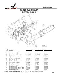 bic tlb gas burner bic80t-lb-(h01) parts list - Hauck Manufacturing