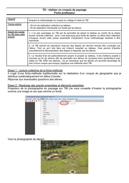 TD : rÃ©aliser un croquis de paysage Fiche professeur Etape 1 ...