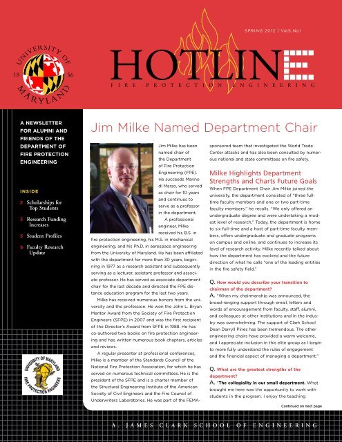 Spring 2012 - University of Maryland fire protection engineering ...