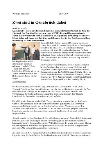 Das Wittlager Kreisblatt berichtete am 28.05.2010 - Ludwig ...