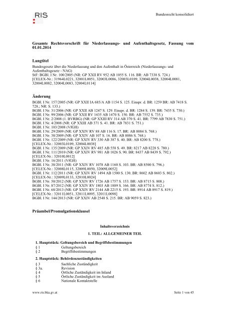 Niederlassungs- und Aufenthaltsgesetz (NAG) - UNHCR