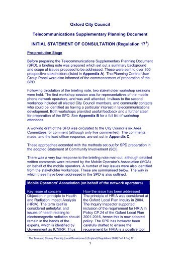 SPD Telecomms Initial Consultation Statement (79 kB PDF