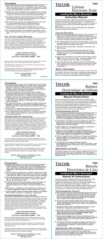 7402 Tri Lang manual.cdr - Taylor Precision Products