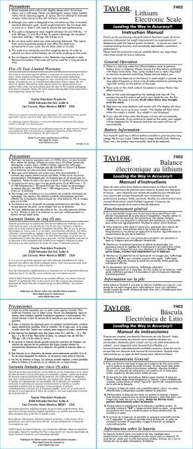 7402 Tri Lang manual.cdr - Taylor Precision Products