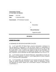 X c. Ville de MontrÃ©al - Commission d'accÃ¨s Ã  l'information du QuÃ©bec