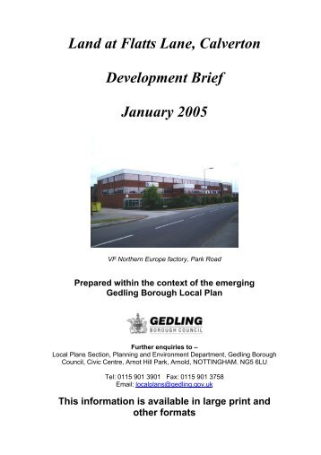Land at Flatts Lane, Calverton – Development Brief: July 2004