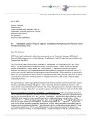 recent letter to CMS - Trinity Health
