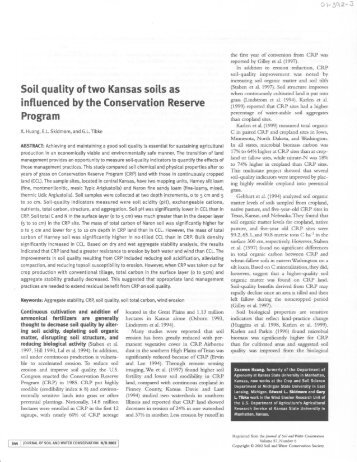 Soil quality of two Kansas soils as influenced by the Conservation ...
