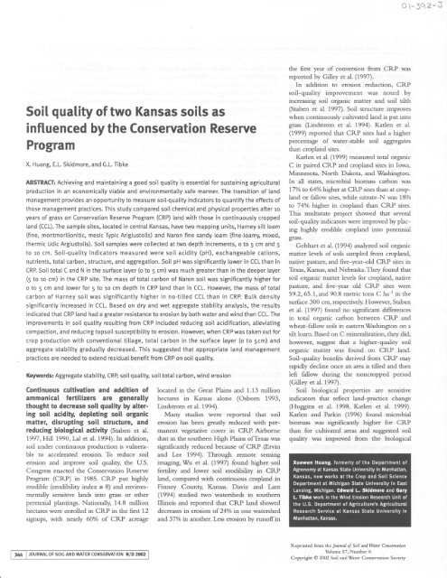 Soil quality of two Kansas soils as influenced by the Conservation ...