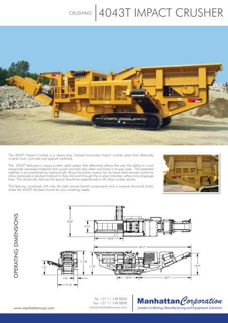4043T Impact Crusher - Key Features.indd - Manhattan Corporation