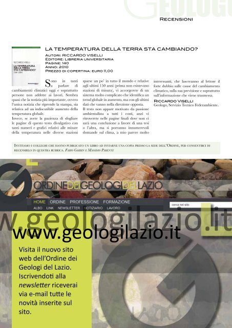 Leggi tutto... - Ordine dei Geologi del Lazio