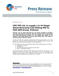 CMI FPE Ltd. to supply a 6–Hi Single Stand Reversing Cold Rolling ...