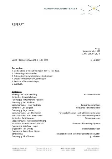 REFERAT - Forsvarsministeriet