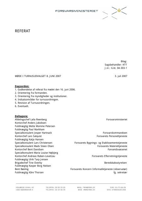 REFERAT - Forsvarsministeriet