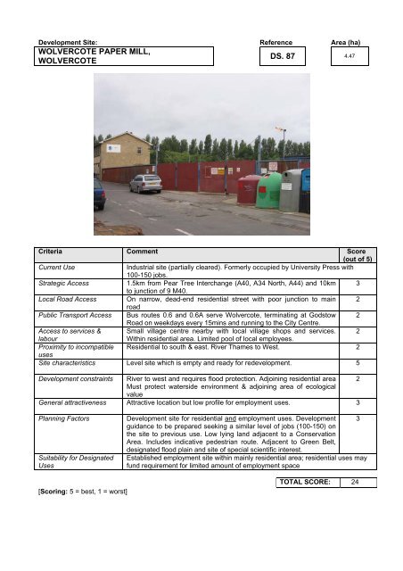 OXFORD EMPLOYMENT LAND STUDY APPENDICES March 2006