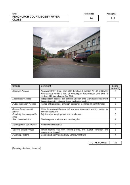 OXFORD EMPLOYMENT LAND STUDY APPENDICES March 2006