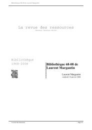 BibliothÃƒÂ¨que 68-08 de Laurent Margantin - La Revue des Ressources