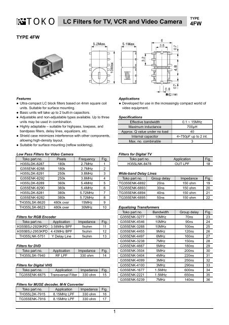 LC Filters for TV, VCR and Video Camera