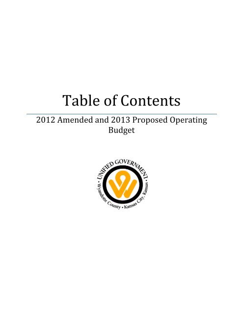 Table of Contents - Unified Government of Wyandotte County
