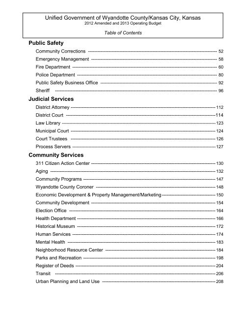 Table of Contents - Unified Government of Wyandotte County ...