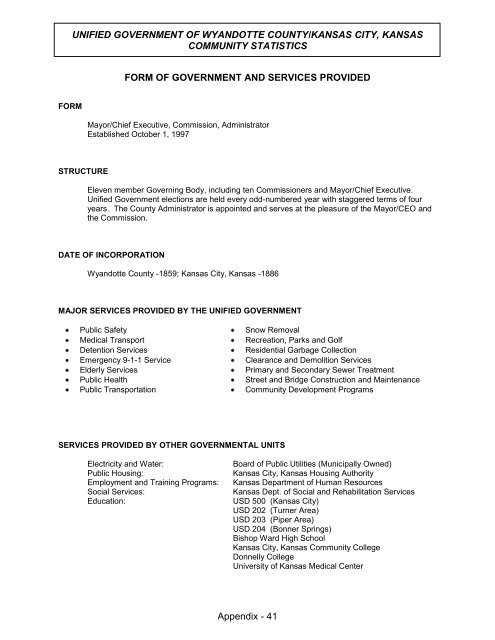 Table of Contents - Unified Government of Wyandotte County ...