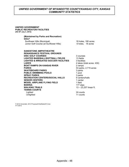 Table of Contents - Unified Government of Wyandotte County ...