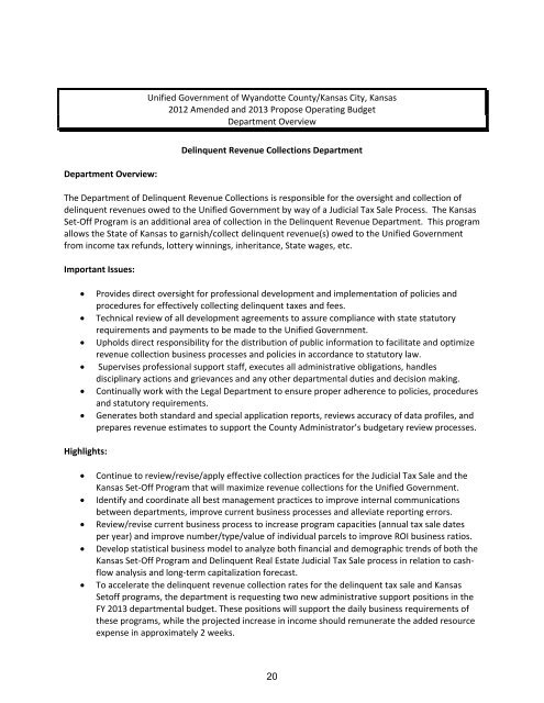 Table of Contents - Unified Government of Wyandotte County ...