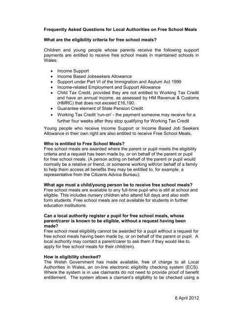 6 April 2012 Frequently Asked Questions for Local Authorities on ...