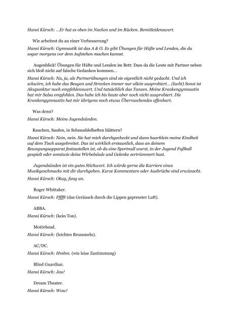 Lauschen: Hansi KÃ¼rsch (Blind Guardian) im Interview Er ist ein ...