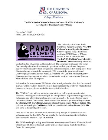PANDA Children's Aerodigestive Disorders Center Opens