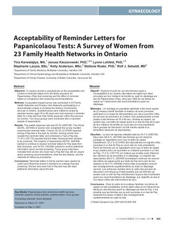 Acceptability of Reminder Letters for Papanicolaou ... - ResearchGate